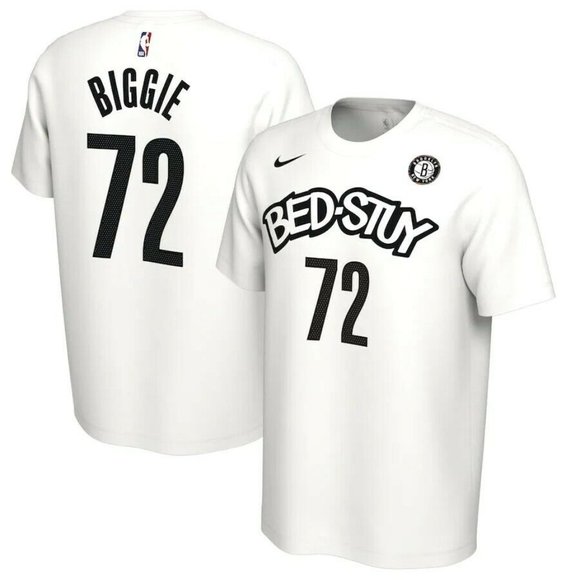 Nike NBA Brooklyn Nets Bed Stuy Biggie Smalls #72 DRI FIT T-Shirt Sz L NWT - Picture 1 of 8